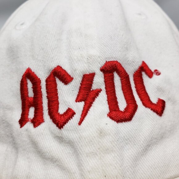 AC DC Hat White Red Logo Embroidered Adjustable Strap KC Caps Cotton - Picture 8 of 13
